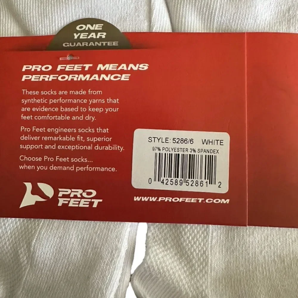 Pro Feet Performance Training Quarter Socks White Size 10-13 (2 Pack / 12 Pairs)